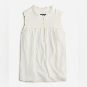 J Crew NWT Sleeveless button-front ruffleneck popover BS139